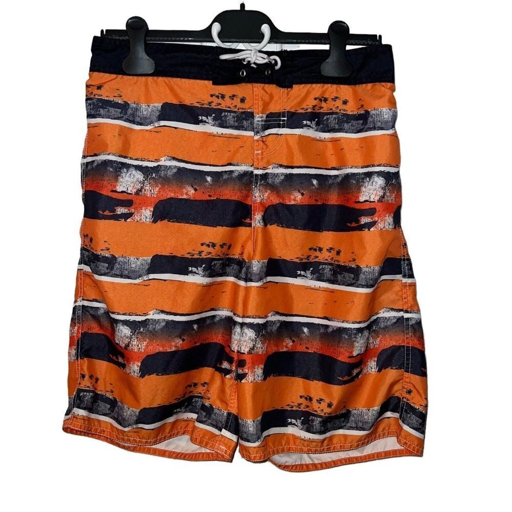 Joe Boxer Orange Black Swim Trunks Board Shorts Seas‎ 3912 Mens Size XL Lined